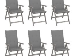 vidaXL Patio Reclining Chairs 6 pcs with Cushions Solid Acacia Wood