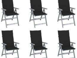vidaXL Patio Reclining Chairs 6 pcs with Cushions Solid Acacia Wood