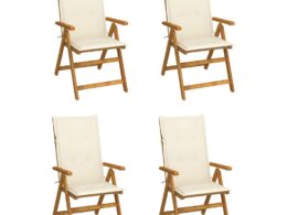 vidaXL Patio Reclining Chairs 4 pcs with Cushions Solid Acacia Wood
