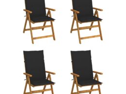 vidaXL Patio Reclining Chairs 4 pcs with Cushions Solid Acacia Wood