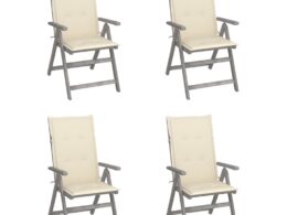vidaXL Patio Reclining Chairs 4 pcs with Cushions Solid Acacia Wood