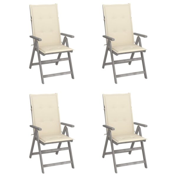vidaXL Patio Reclining Chairs 4 pcs with Cushions Solid Acacia Wood