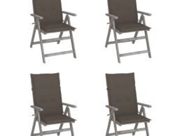 vidaXL Patio Reclining Chairs 4 pcs with Cushions Solid Acacia Wood
