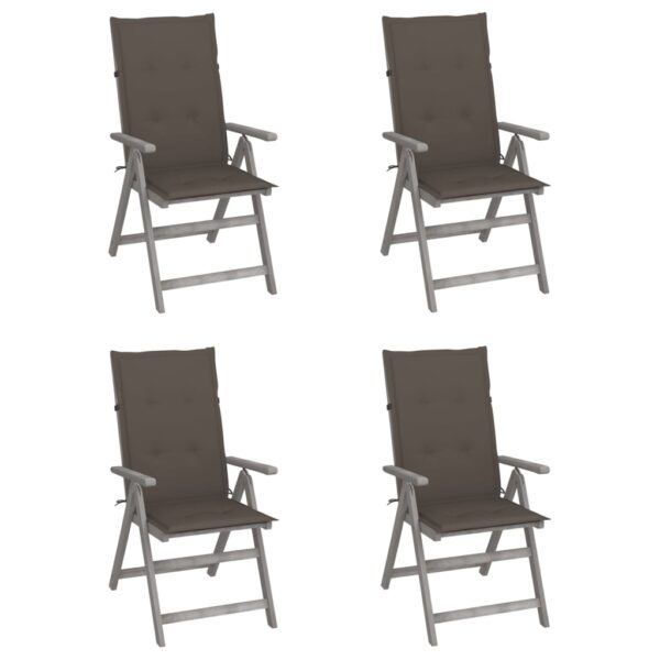 vidaXL Patio Reclining Chairs 4 pcs with Cushions Solid Acacia Wood