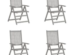 vidaXL Patio Reclining Chairs 4 pcs Gray Solid Acacia Wood