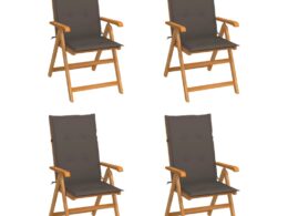 vidaXL Patio Chairs 4 pcs with Taupe Cushions Solid Teak Wood