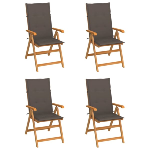 vidaXL Patio Chairs 4 pcs with Taupe Cushions Solid Teak Wood