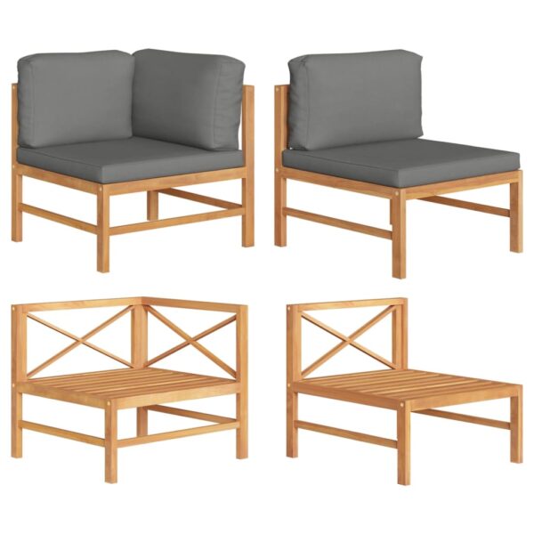 vidaXL 2 Piece Patio Lounge Set with Dark Gray Cushions Teak Wood