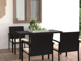 vidaXL 5 Piece Patio Dining Set Poly Rattan Black