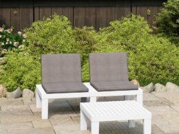 vidaXL 2 Piece Patio Lounge Set with Cushions Plastic White