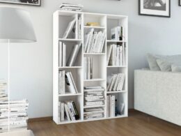 vidaXL Room Divider/Book Cabinet High Gloss White 39.4"x9.4"x55.1" Engineered Wood