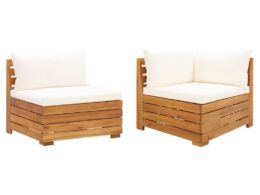 vidaXL 2 Piece Patio Lounge Set with Cushions Solid Acacia Wood