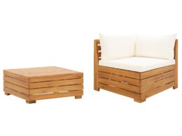vidaXL 2 Piece Patio Lounge Set with Cushions Solid Acacia Wood