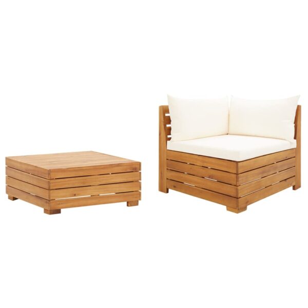 vidaXL 2 Piece Patio Lounge Set with Cushions Solid Acacia Wood