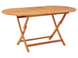 vidaXL Folding Patio Table 63"x33.5"x29.5" Solid Eucalyptus Wood