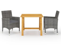 vidaXL 3 Piece Patio Dining Set Gray