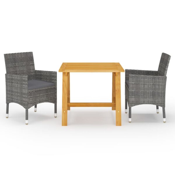 vidaXL 3 Piece Patio Dining Set Gray