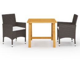 vidaXL 3 Piece Patio Dining Set Brown