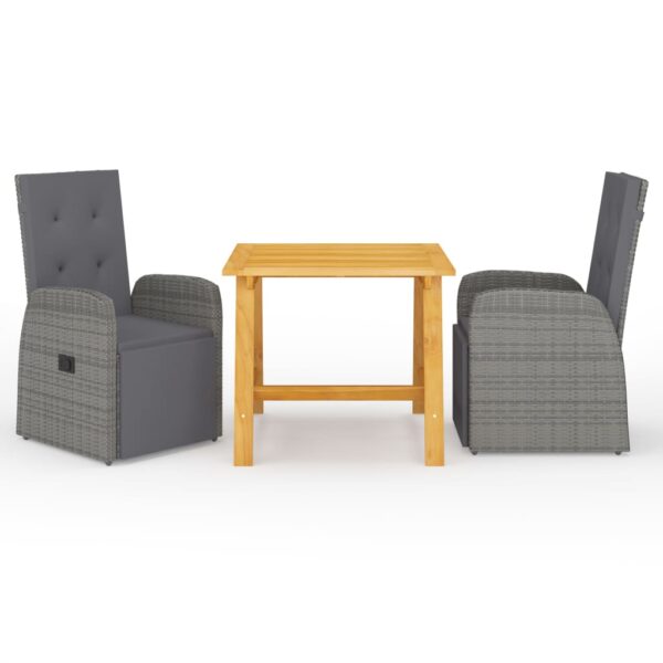 vidaXL 3 Piece Patio Dining Set Gray
