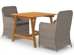 vidaXL 3 Piece Patio Dining Set Brown