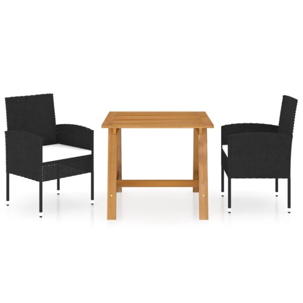 vidaXL 3 Piece Patio Dining Set Black