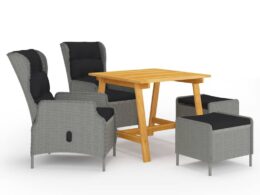 vidaXL 5 Piece Patio Dining Set Light Gray