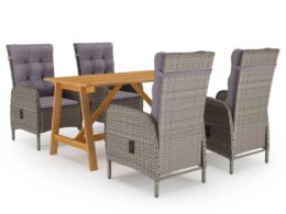 vidaXL 5 Piece Patio Dining Set Gray