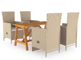 vidaXL 5 Piece Patio Dining Set Beige