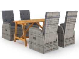 vidaXL 5 Piece Patio Dining Set Gray