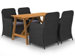 vidaXL 5 Piece Patio Dining Set Black