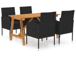 vidaXL 5 Piece Patio Dining Set Black