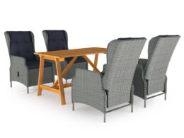 vidaXL 5 Piece Patio Dining Set Light Gray