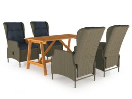 vidaXL 5 Piece Patio Dining Set Brown