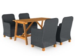 vidaXL 5 Piece Patio Dining Set Dark Gray