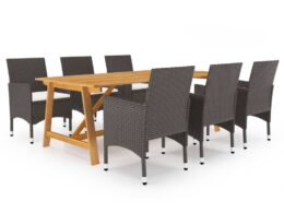 vidaXL 7 Piece Patio Dining Set Brown