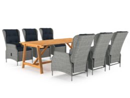 vidaXL 7 Piece Patio Dining Set Light Gray