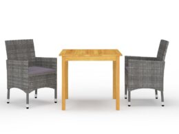 vidaXL 3 Piece Patio Dining Set Gray