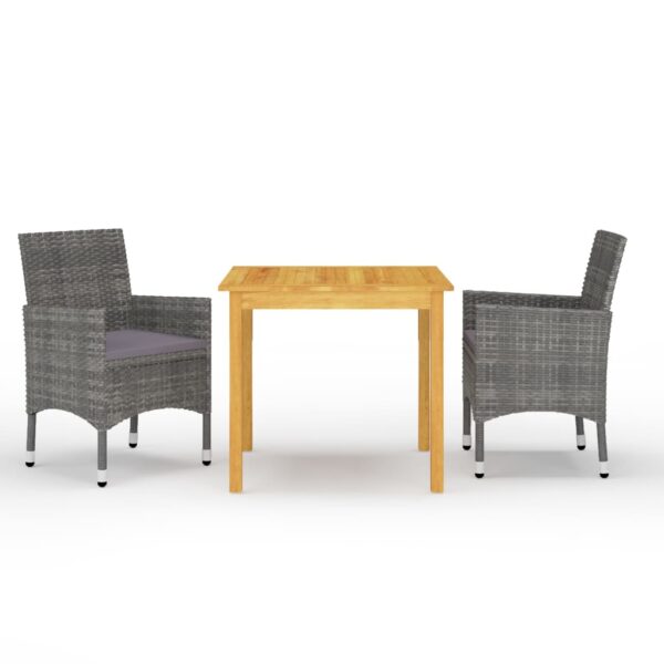 vidaXL 3 Piece Patio Dining Set Gray