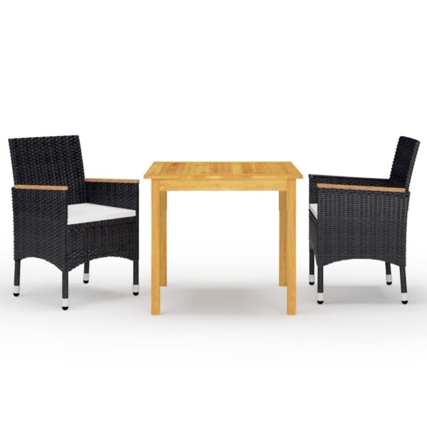 vidaXL 3 Piece Patio Dining Set Black