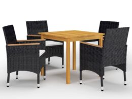 vidaXL 5 Piece Patio Dining Set Black