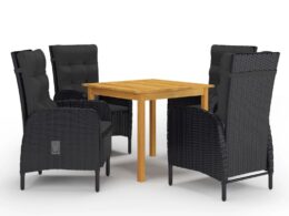 vidaXL 5 Piece Patio Dining Set Black