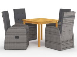 vidaXL 5 Piece Patio Dining Set Gray