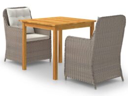 vidaXL 3 Piece Patio Dining Set Brown