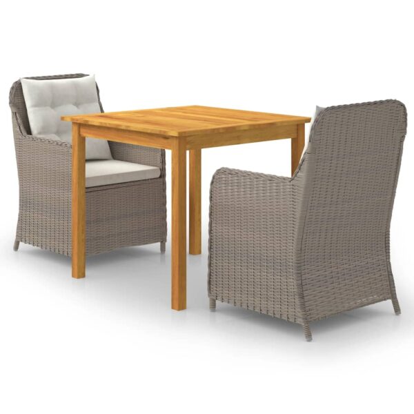 vidaXL 3 Piece Patio Dining Set Brown