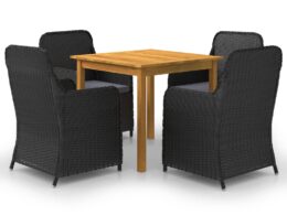 vidaXL 5 Piece Patio Dining Set Black