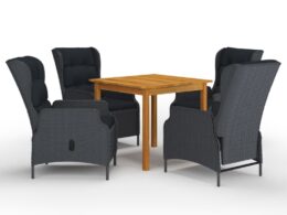 vidaXL 5 Piece Patio Dining Set Dark Gray
