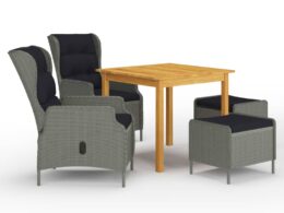 vidaXL 5 Piece Patio Dining Set Light Gray