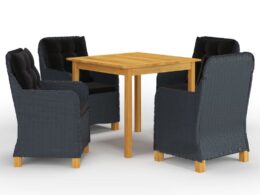 vidaXL 5 Piece Patio Dining Set Dark Gray