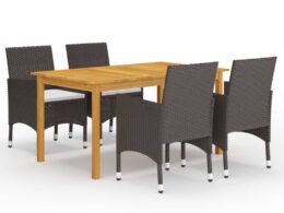 vidaXL 5 Piece Patio Dining Set Brown