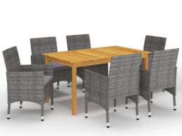 vidaXL 7 Piece Patio Dining Set Gray